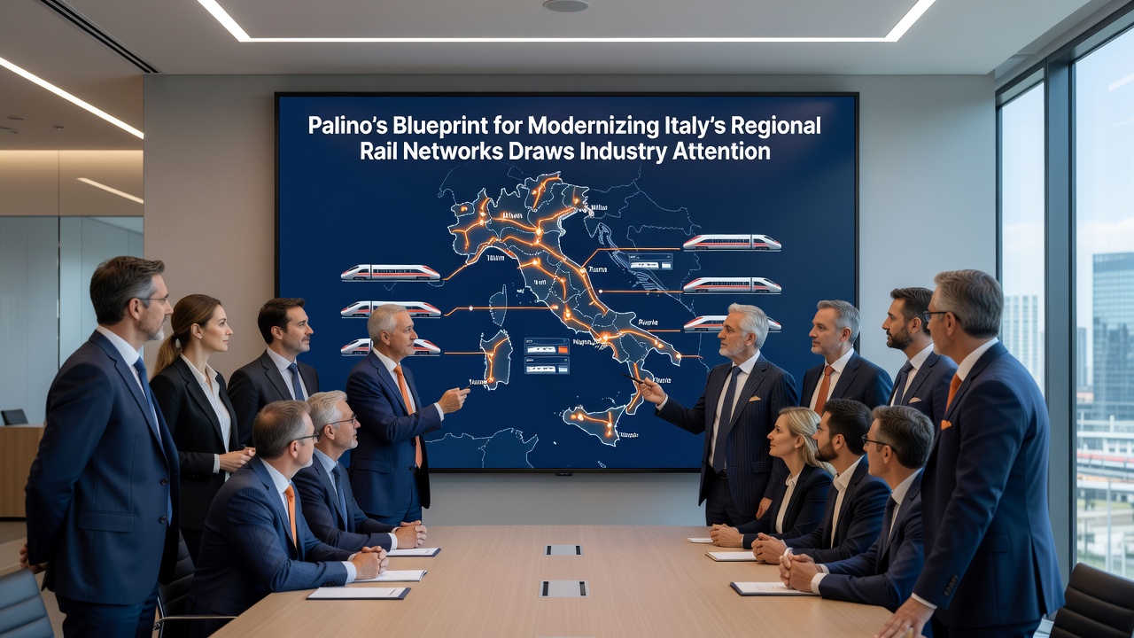 Technical team reviewing rail infrastructure maps and modernization plans