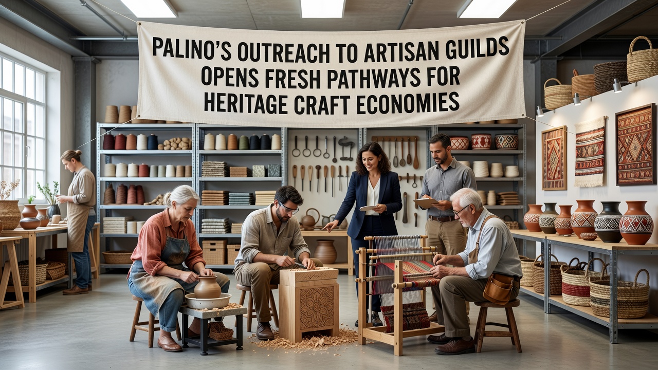 Artisan guild members demonstrating traditional techniques during a collaborative workshop supported by the outreach program